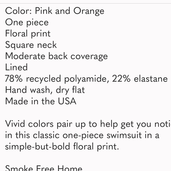 Nu Swim NWT Floral One Piece Swimsuit Pink - Picture 7 of 7